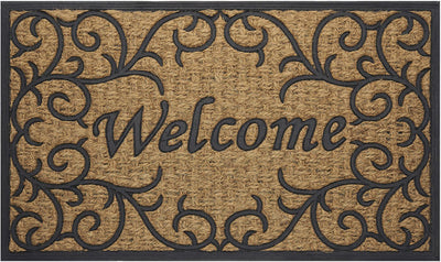 1 of 3:Vines Design Welcome Coco Doormat, Beige-Black, 18x30 