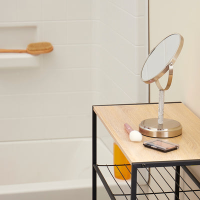 4 of 4:Home Basics Diamond Double Sided Cosmetic Mirror, (1x/5x Magnification), Satin Nickel 