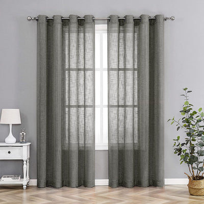 3 of 7:Tranquility Faux Canvas Sheer Grommet Window Panel, 54x84 Inches 