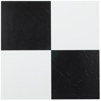 1 of 2:Baldosa de vinilo autoadhesiva Sterling en blanco y negro de 12 x 12 - 20 baldosas/20 pies cuadrados 