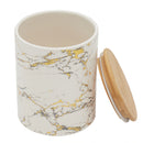 2 of 3:Home Basics Marble Like Medium Ceramic Canister with Bamboo Top, White 