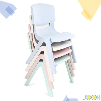 8 of 8:Chaises d'apprentissage empilables en plastique pour enfants JOON, bleu brumeux, 52,1 x 32,7 x 28 cm, lot de 2 (lot de 2) 