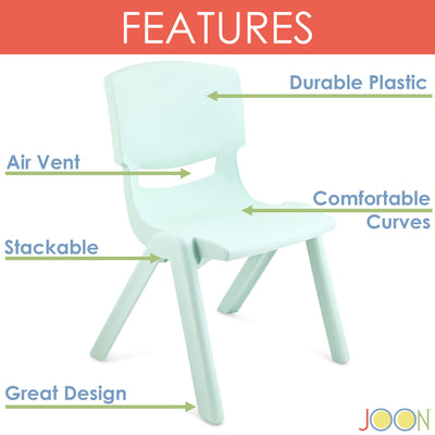 2 of 8:JOON Stackable Plastic Kids Learning Chairs, Mint Green, 20.5x12.75X11 Inches, 2-Pack (Pack of 2) 