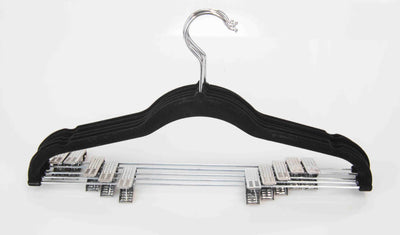 6 of 8:Home Basics Velvet Hanger With Clips, (Pack of 5), Black 