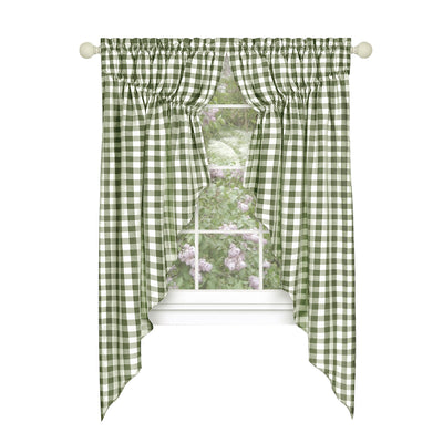 8 of 21:Buffalo Check Gathered Swag Window Curtain Pair, 72x63 Inches 