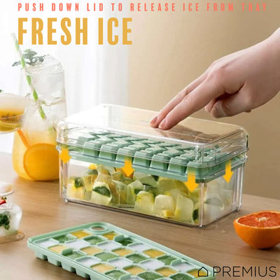 6 of 7:PREMIUS 2 Tray Ice Cube Tray with Container and Scoop, Green-Clear 