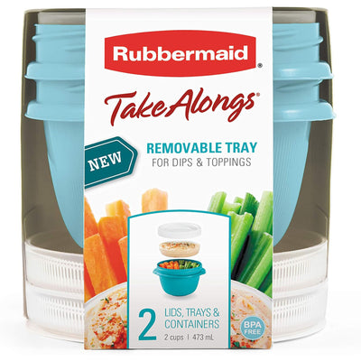 2 of 3:Rubbermaid Take Alongs 2 Food Containers with Tray and Lid, Blue 