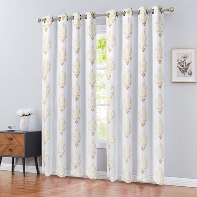 2 of 6:Ludlow - Panel de ventana con ojales bordados de damasco de 2 capas con respaldo de 54 x 84 pulgadas 