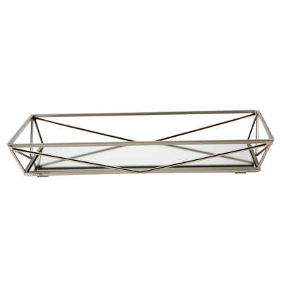 3 of 3:Home Details Geometric Mirrored Vanity Tray in Satin 