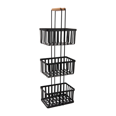 1 of 4:Simplify 3 Tier Metal Spa Tower with Bamboo Handles in Black 