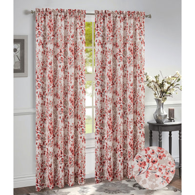 8 of 10:Brandy Jacquard Floral Rod Pocket Window Panel and Valance Treatment, All Sold Separately 