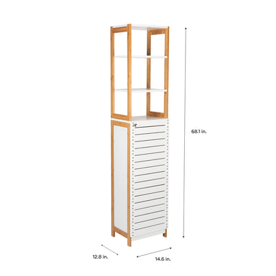 4 of 4:Neu Home 6 Shelf Bamboo High Cabinet in White 