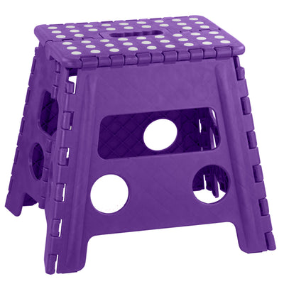 1 of 1:Home Basics Taburete plegable grande de plástico con puntos antideslizantes, morado, 11.4 x 8.7 x 12.6 pulgadas 