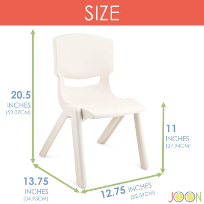 3 of 8:JOON Stackable Plastic Kids Learning Chairs, Ivory, 20.5x12.75X11 Inches, 2-Pack (Pack of 2) 