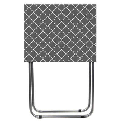 2 of 7:Table pliante polyvalente Home Basics, gris treillis, 38 x 48 x 64 cm 