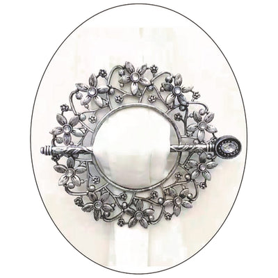 2 of 2:Floral Vines Decorative One Pair Window Curtain Tieback, Silver 