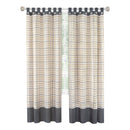 3 of 3:Tattersall Button Tab Top Window Curtain Panel - 52x63 - Grey 