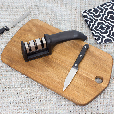 6 of 7:Home Basics 3 Stage Precision Edge Knife Sharpener, Black 