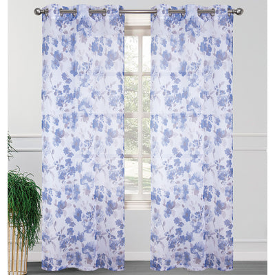 6 of 6:Paquete de 2 paneles de ventana con ojales transparentes florales Megan, 2-38x84 pulgadas 