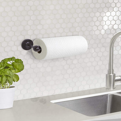 2 of 3:Umbra Tug Wall Mounted One-Handed Tear Paper Towel Holder, Espresso Black 
