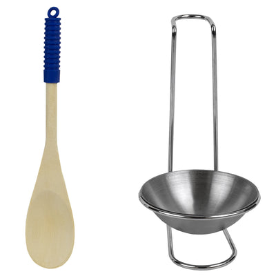 2 of 5:Home Basics Stainless Steel Spoon Rest with Wood Spoon 