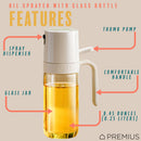 2 of 8:PREMIUS Glass Oil Sprayer Bottle, Natural, 8.45 Ounces 