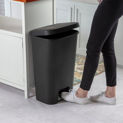 2 of 2:Sterilite 11.9 Gallon StepOn Wastebasket, Black 