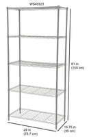4 of 4:Home Basics 5 Tier Wide Wire Steel Wire Shelf, Grey 