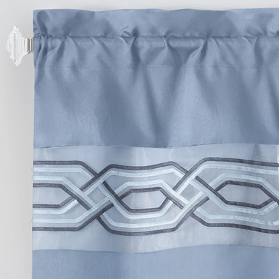 35 of 40:Paige Embroidered Kitchen Curtain and Valance Set, Tiers 55x36, Valance 55x13 Inches 