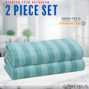 37 of 41:Serviette de bain PREMIUS à rayures, 100 % coton teint en fil, 27 x 54 pouces 