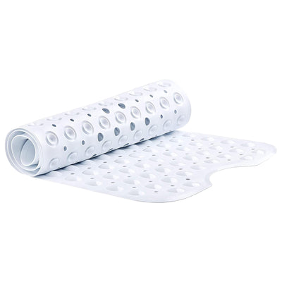 1 of 7:TranquilBeauty Extra Long Non-Slip Bath Mat with Suction Cups, White, 16x40 Inches 