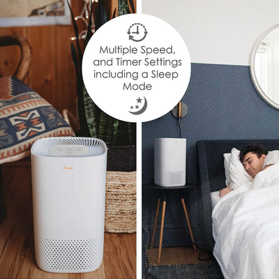 5 of 7:Crane Air Purifier with UV Light and True HEPA Filter, White, 250 Sq Ft Coverage 