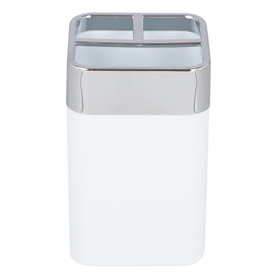 2 of 4:Home Basics Skylar ABS Plastic Toothbrush Holder, White 