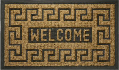1 of 3:Greek Key Welcome Coco Doormat, Beige-Black, 18x30 Inches 