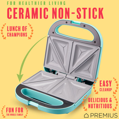 5 of 18:Machine à sandwich double tranche antiadhésive en céramique PREMIUS, moule de 8,25 x 4,75 pouces 