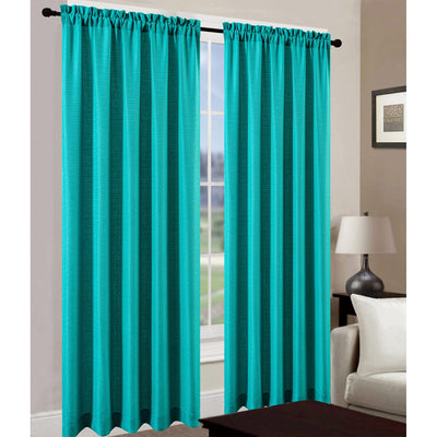 1 of 2:Leah Jacquard Textured Window Panel and Valance Treatments, Aqua 
