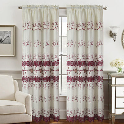 3 of 10:Malaika Panel de ventana de macramé jacquard bordado con cenefa, 54 x 84 pulgadas 