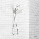 2 of 3:Home Basics - Juego de masajeador de ducha doble con cabezal de ducha tipo lluvia, color blanco 