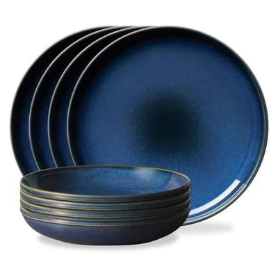 1 of 4:Corelle Stoneware 8 Piece Dinnerware Set,  Reactive Glazes, Service for 4, Navy 
