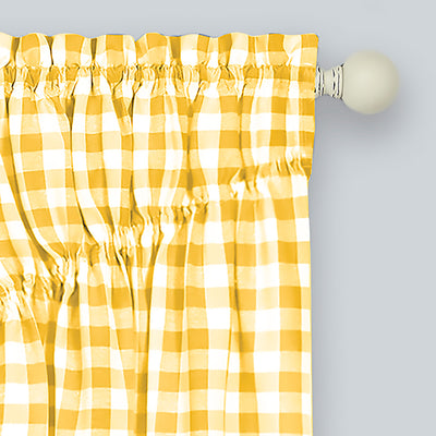 3 of 21:Buffalo Check Gathered Swag Window Curtain Pair, 72x63 Inches 