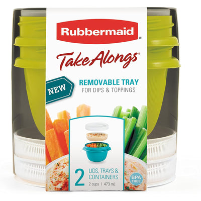 1 of 3:Rubbermaid Take Alongs 2 Food Containers with Tray and Lid, Blue 