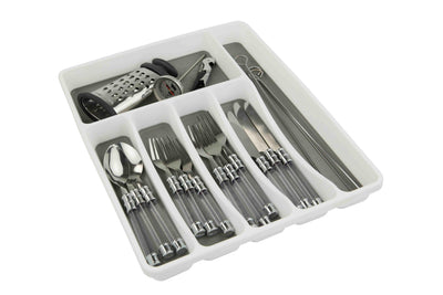 1 of 5:Home Basics Cubertero grande con compartimentos forrados de goma, blanco 