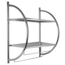3 of 7:Étagère de salle de bain à 2 niveaux avec porte-serviettes - Finition chromée 