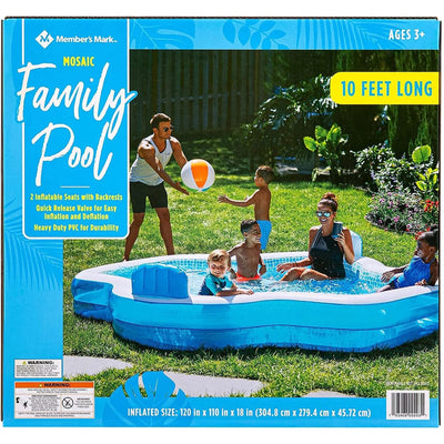 4 of 5:Members Mark Mosaic Elegant Family Pool 10 Feet Long, 2 Inflatable Seats with Backrests 