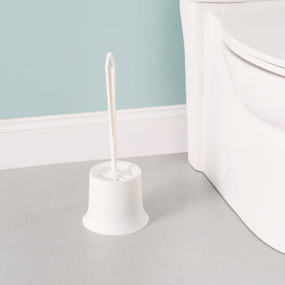 5 of 6:Home Basics Plastic Toilet Brush with Compact Holder, White 