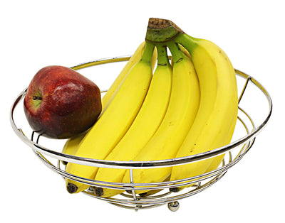1 of 3:Home Basics Chrome Plated Steel Flat Wire Fruit Bowl 