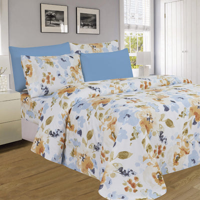 1 of 12:Ensemble de draps infroissables en microfibre imprimés PREMIUS Premium Sunlit Meadow 4 et 6 pièces 