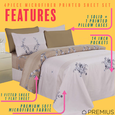 11 of 12:PREMIUS Premium Goldie 4 & 6 Piece Microfiber Printed Wrinkle-Free Sheet Set 