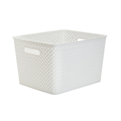 1 of 3:Grand bac de rangement en résine tressée blanche de Simplify 