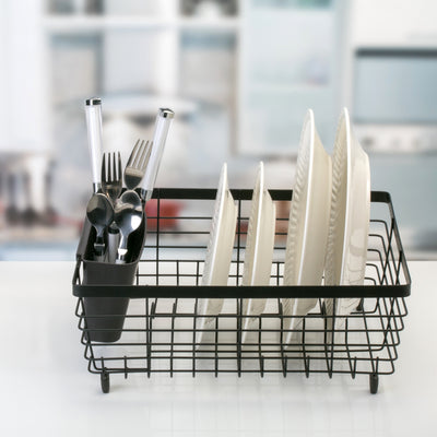 2 of 2:Detalles de la cocina Estante para platos de alambre plano en negro 
